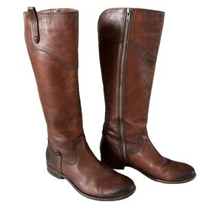 Frye 4001 Buttery Soft Leather Round Toe Tall Riding Boots 8.5 Inside Zipper